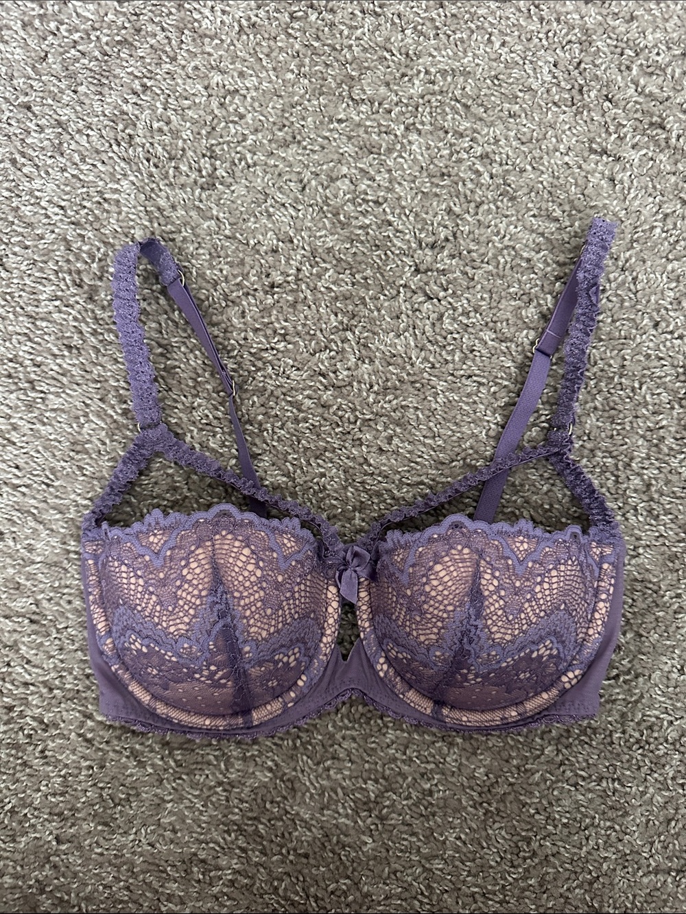 ThirdLove Plunge Lace Balconette Bra in Lavender Purple - Women Intimates